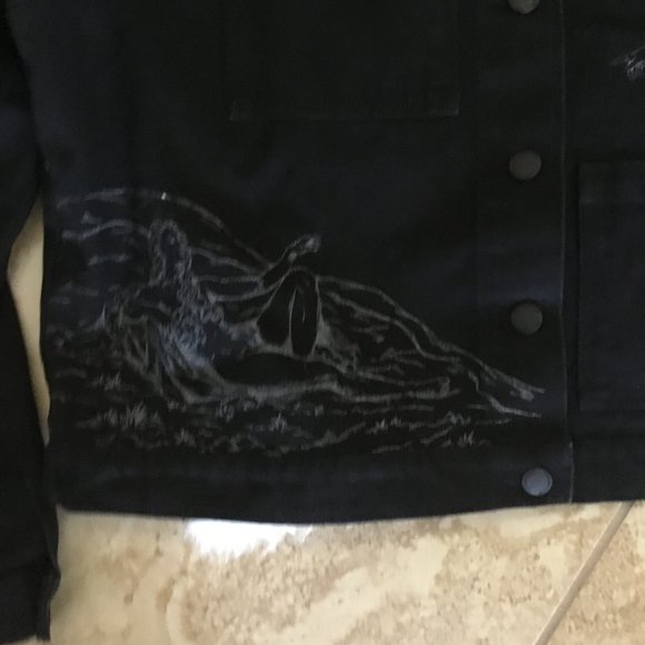 Dangerfield embroidered black denim jacket   size 18 AU New - Picture 3 of 5